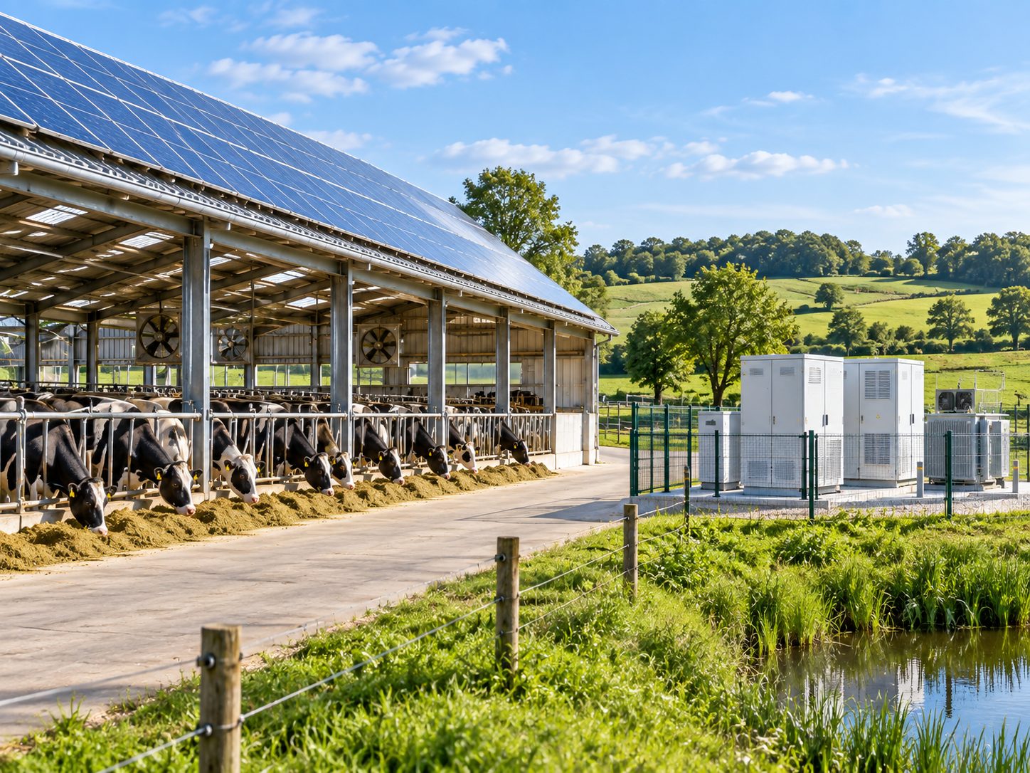 Solar power system at dairy farm