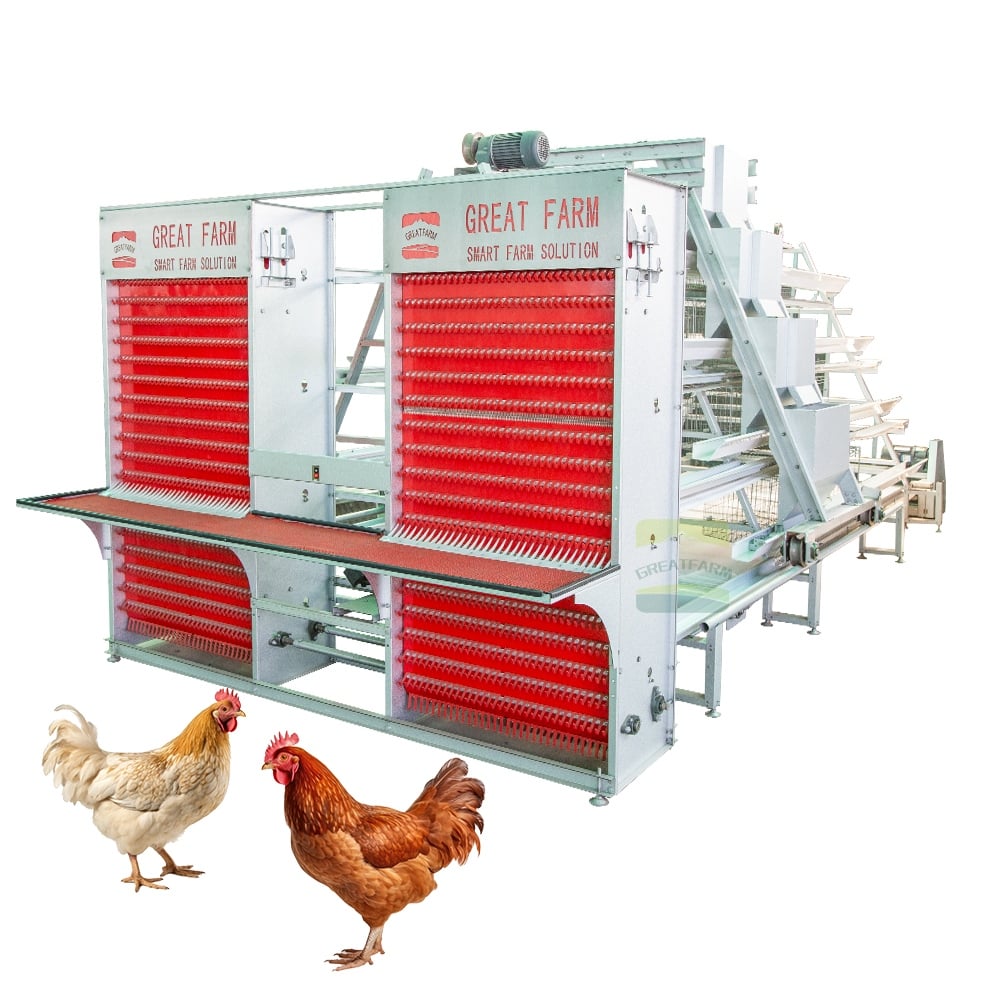 3-Tier 5-Door Hot Dipped Galvanized Wire Layer Chicken Cages with White Water Trough for Poultry Farm