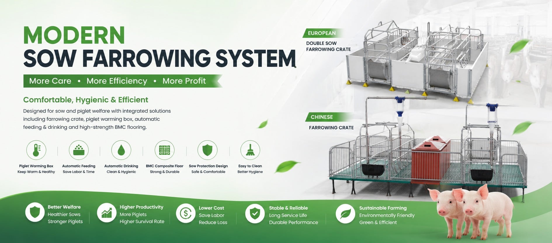 Chinese/European integrated sow farrowing crate