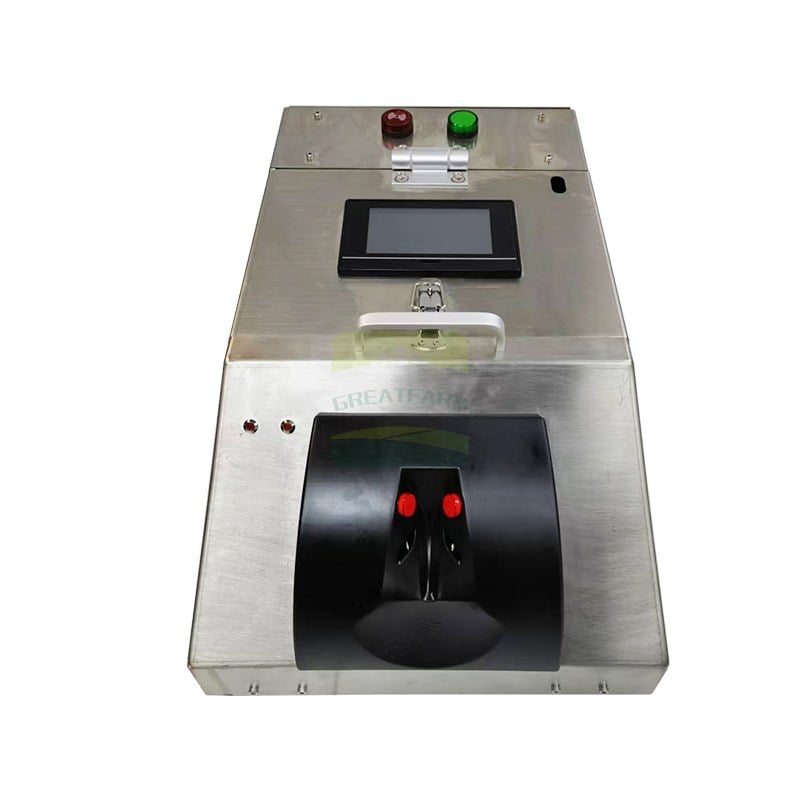Front view of mature poultry automatic vaccinator with touch control screen