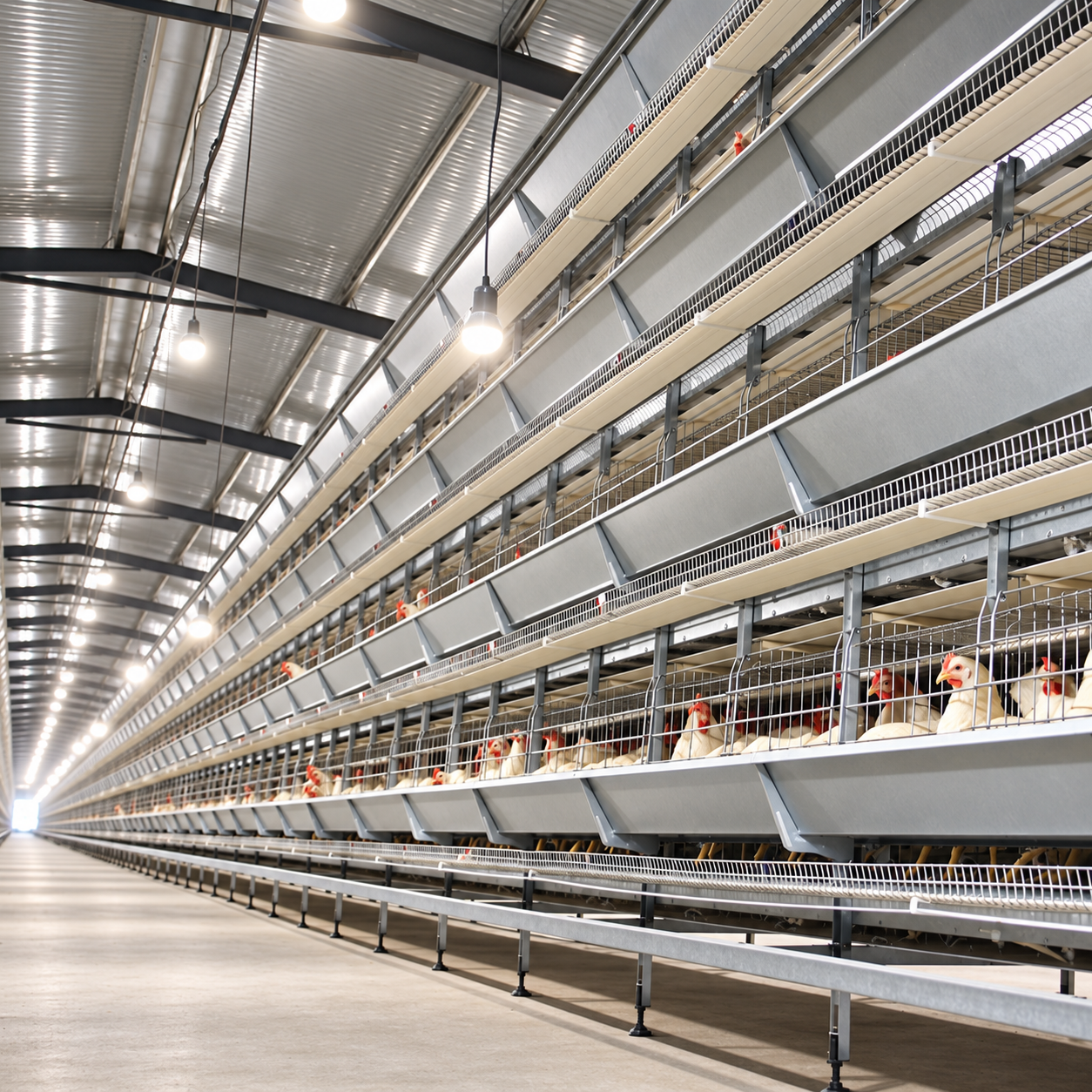 Installed poultry cage raising system