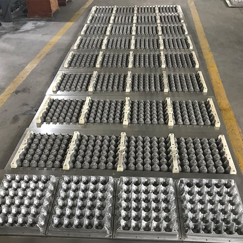 Custom mold plates for paper egg tray forming