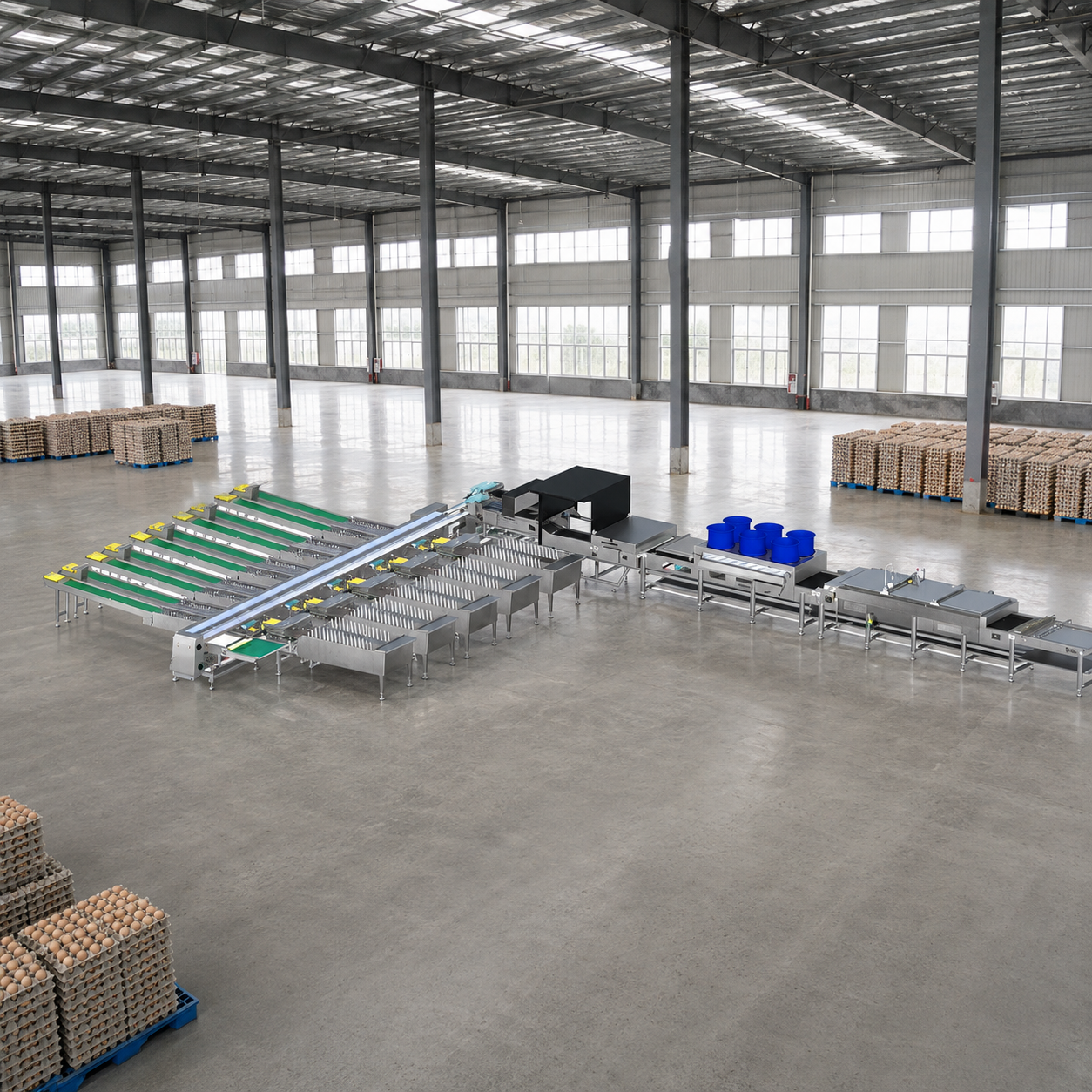 60000 eggs cleaning line installed in workshop