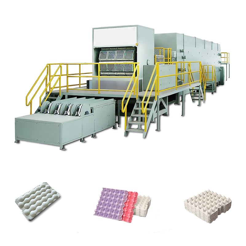 Egg tray production line with finished products