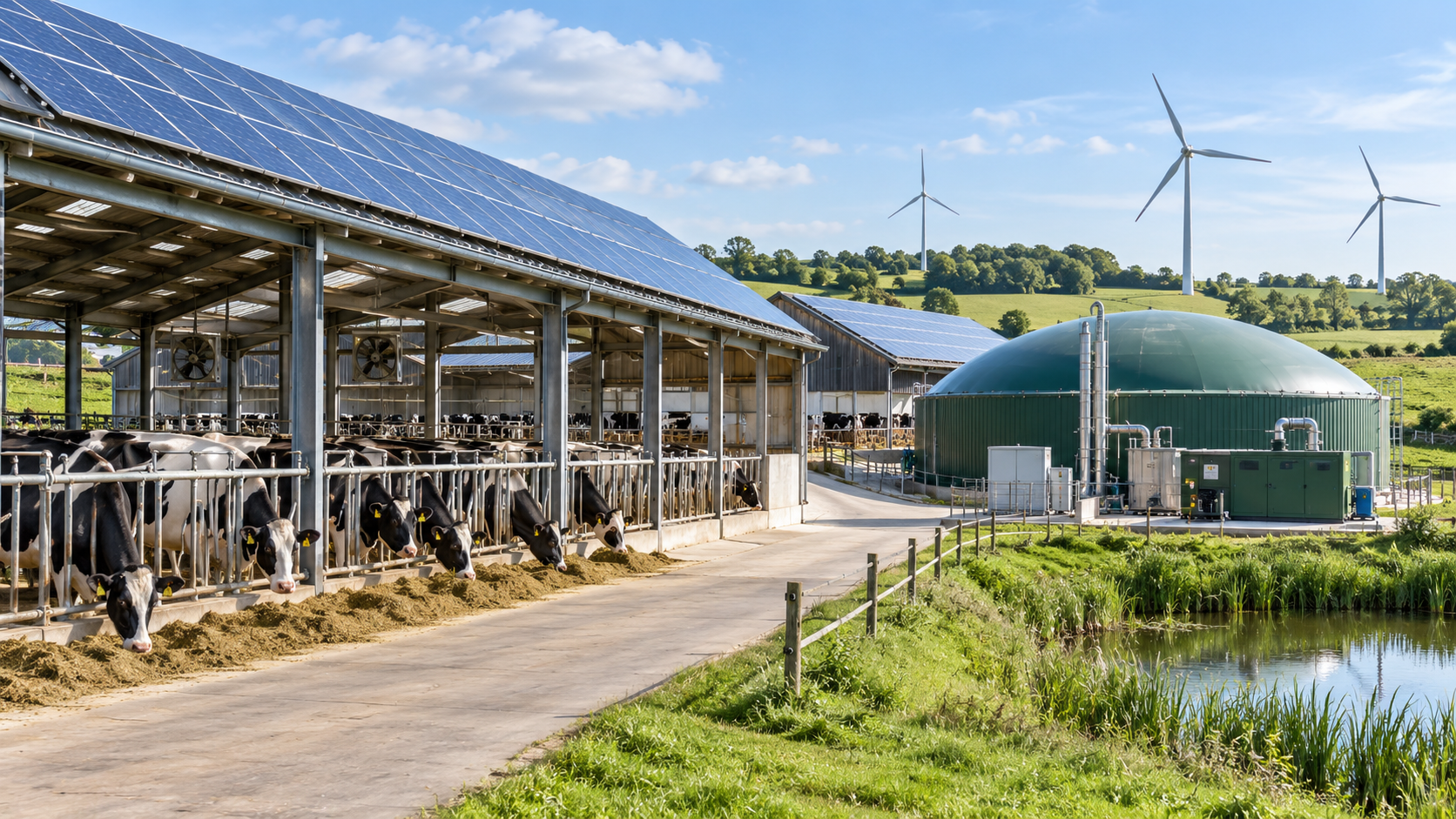 Modern cattle farm renewable energy system