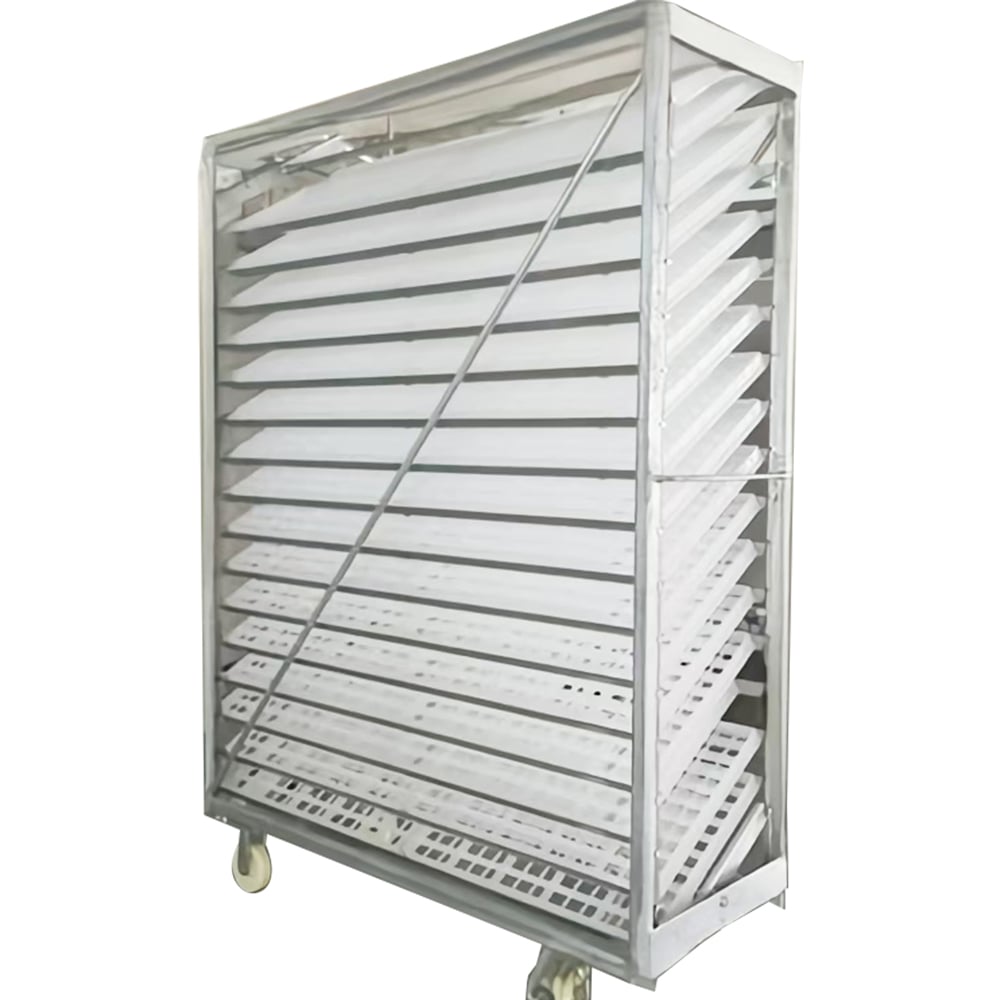 Galvanized egg trolley with egg trays