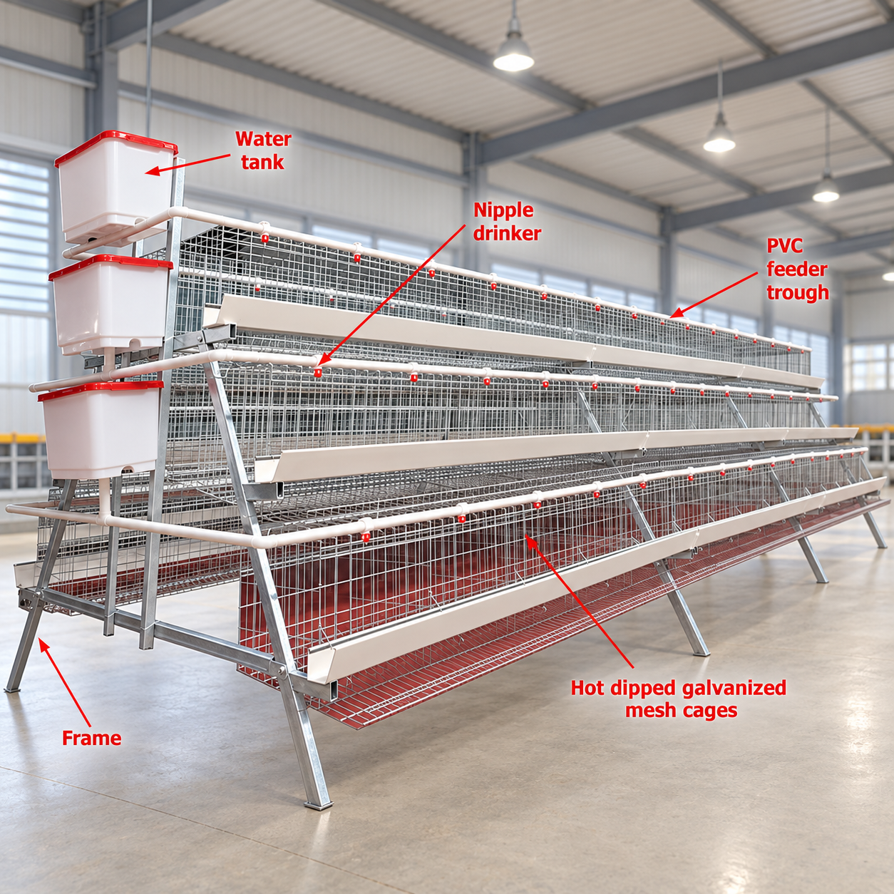 Labeled cage raising system components