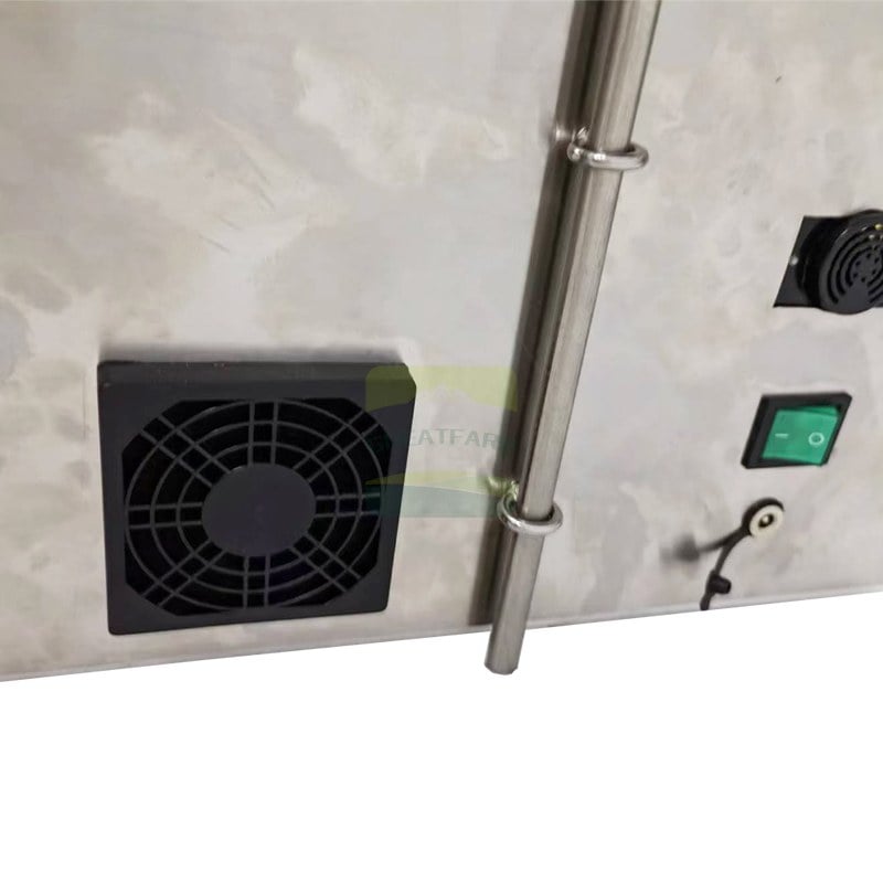 Rear fan dust cover power switch and hanger retaining rings