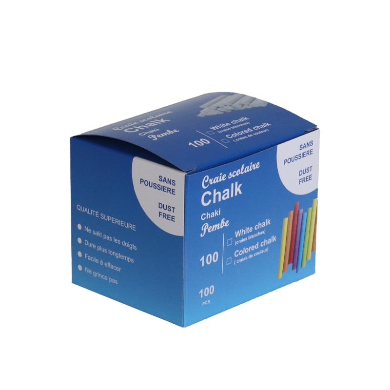 Weiyi Pack Eco Friendly Biodegradable Folded Paper Box Custom Printed Cheap Price Packaging Box for School Chalk Stationery 100pcs