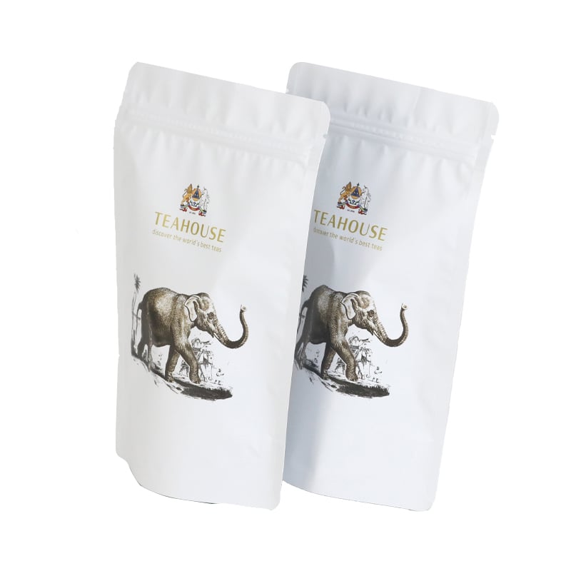 Weiyi Pack Custom Printed Aluminum Foil Food Grade Eight Side Seal Stand up Pouch with Zipper for Tea Packaging Elephant Design