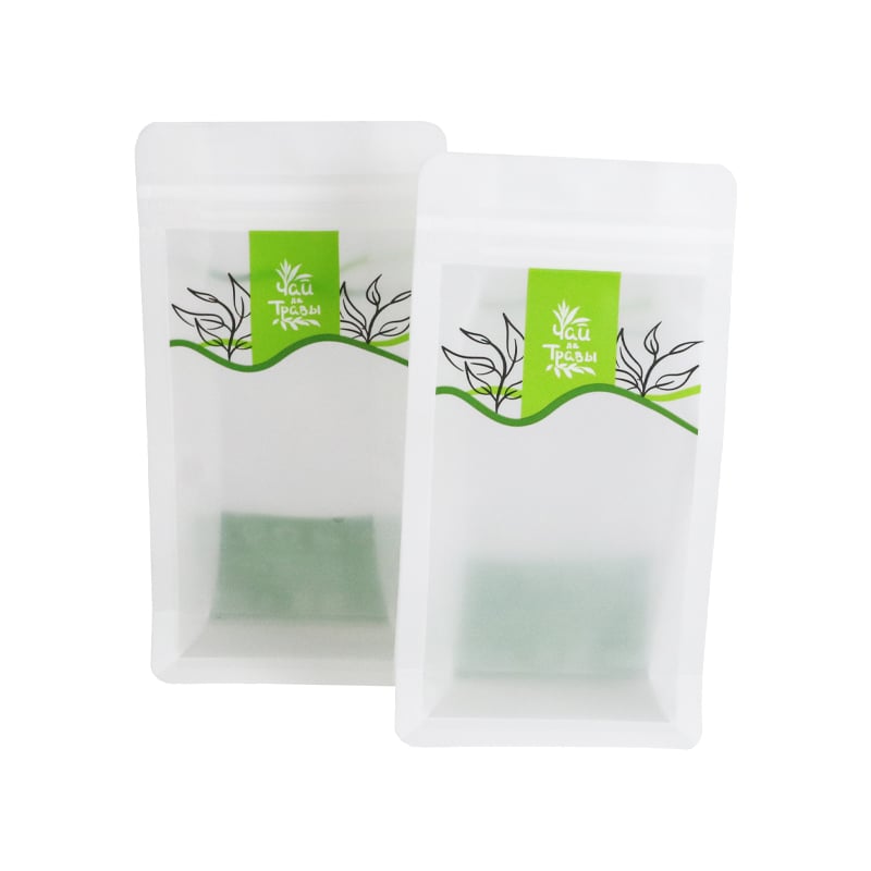 Weiyi Pack Custom Printed Frosted Transparent Stand up Pouch with Zipper Eight Side Seal Bag for Tea Herbal Tea Leaves Food Packaging