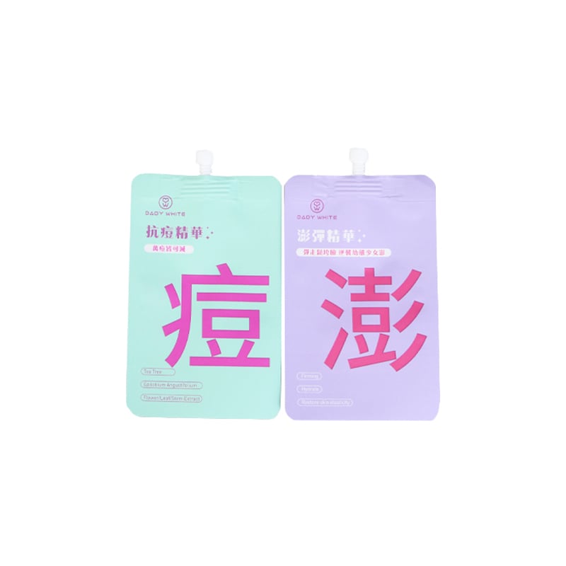 Weiyi Pack Custom Printed Liquid Packaging Stand up Spout Pouch Refill Squeeze for Serum Essence Lotion Cosmetic Travel Portable