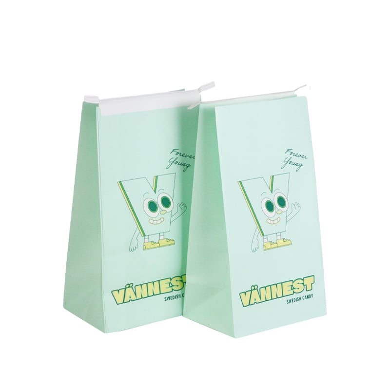 Weiyi Pack Custom Printed Food Grade Paper Bag with Tin Tie Closure for Swedish Candy Snack Food Packaging Forever Young