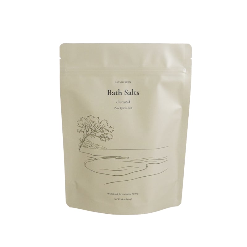 Weiyi Pack Custom Printed Matte Stand up Pouch with Zipper Resealable Bag for Bath Salts Epsom Salt Body Care Packaging 100g 1kg