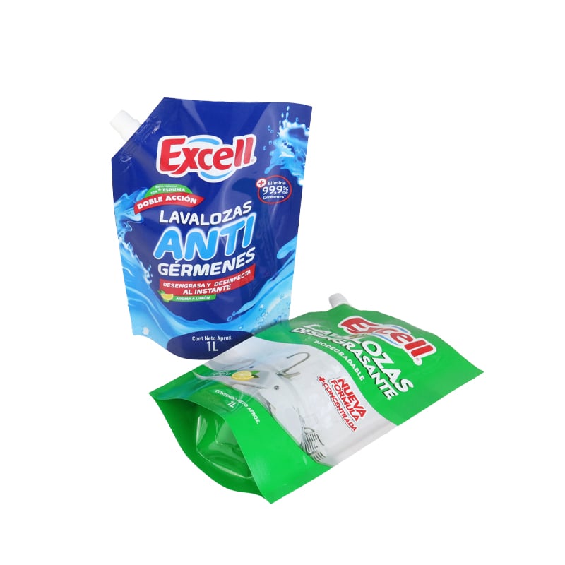 Weiyi Pack pielāgota drukāta atkārtoti izmantojama nilona stāvoša izlejamā maisiņa, 1 l šķidrā veļas mazgāšanas līdzekļa, trauku mazgāšanas līdzekļa papildināšanai, Doypack maisiņš ar izlejamu vārstu