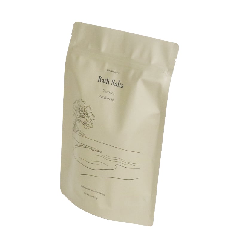 Weiyi Pack Custom Printed Matte Stand up Pouch with Zipper Resealable Bag for Bath Salts Epsom Salt Body Care Packaging 100g 1kg