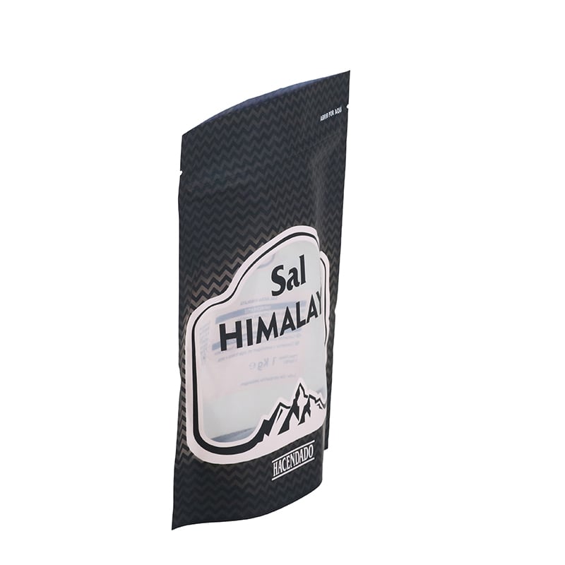 Weiyi Pack Custom Printed Stand up Pouch with Zipper for Himalaya Pink Salt Seasoning Food Packaging 1kg Black Chevron Design