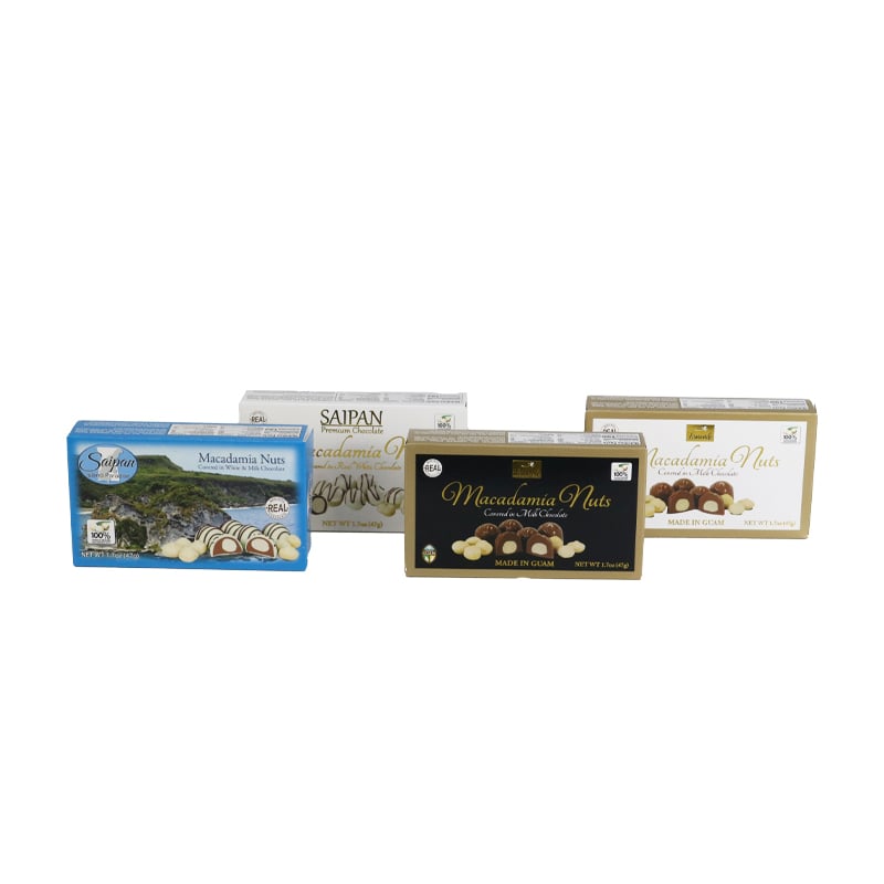 Weiyi Pack Custom Printed High End Chocolate Gift Box Macadamia Nuts Covered in Milk Chocolate Made in Guam 142g Folding Paper Box