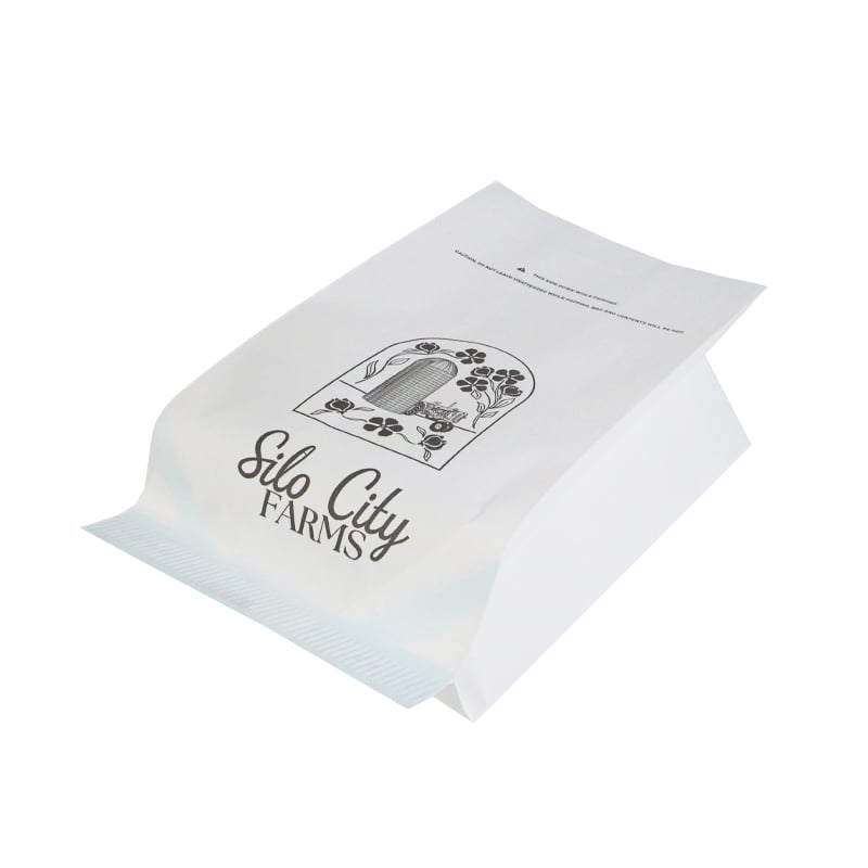 Weiyi Pack Custom Printed White Kraft Paper Bag Side Gusset Bag with Heat Seal for Coffee Bean Tea Snack Food Packaging