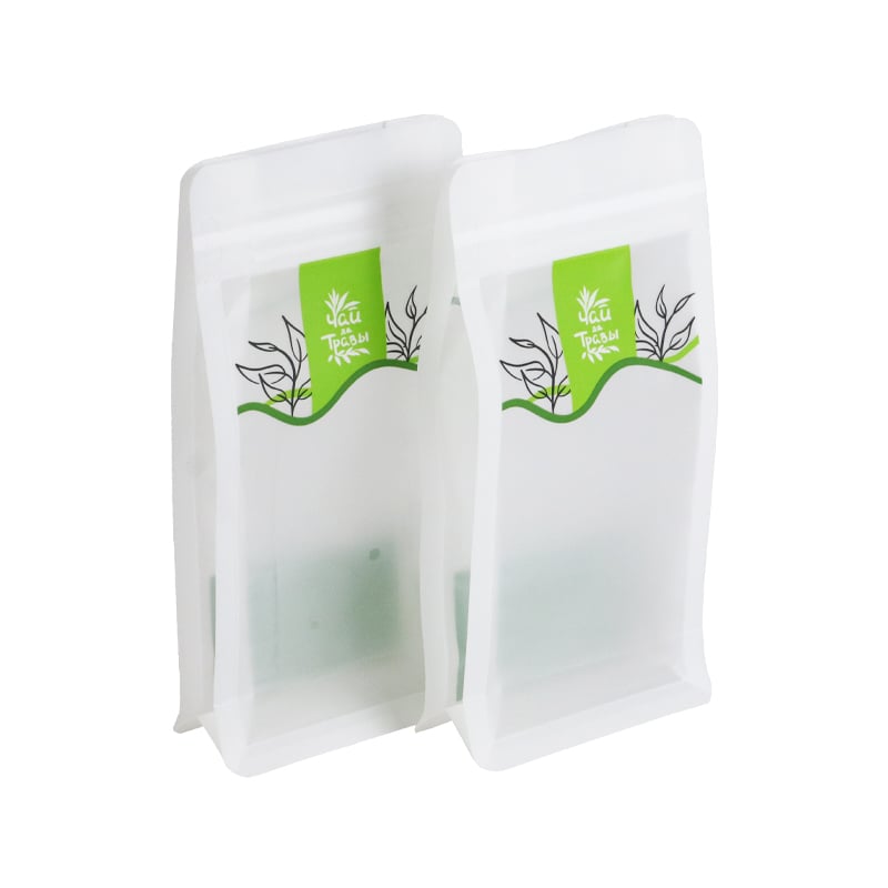 Weiyi Pack Custom Printed Frosted Transparent Stand up Pouch with Zipper Eight Side Seal Bag for Tea Herbal Tea Leaves Food Packaging