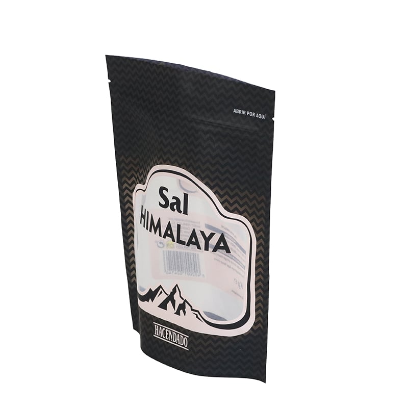 Weiyi Pack Custom Printed Stand up Pouch with Zipper for Himalaya Pink Salt Seasoning Food Packaging 1kg Black Chevron Design