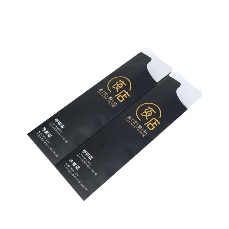 Weiyi Pack Custom Logo Printed 120gsm Kraft Paper Sleeve Restaurant Tableware Cutlery Bag Pouch for Fork Knife Spoon Flatware Silverware