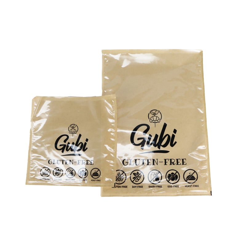 Weiyi Pack Custom Printed Kraft Paper Composite Bag with Transparent Window Gluten Free Food Packaging Three Side Seal Pouch for Snack