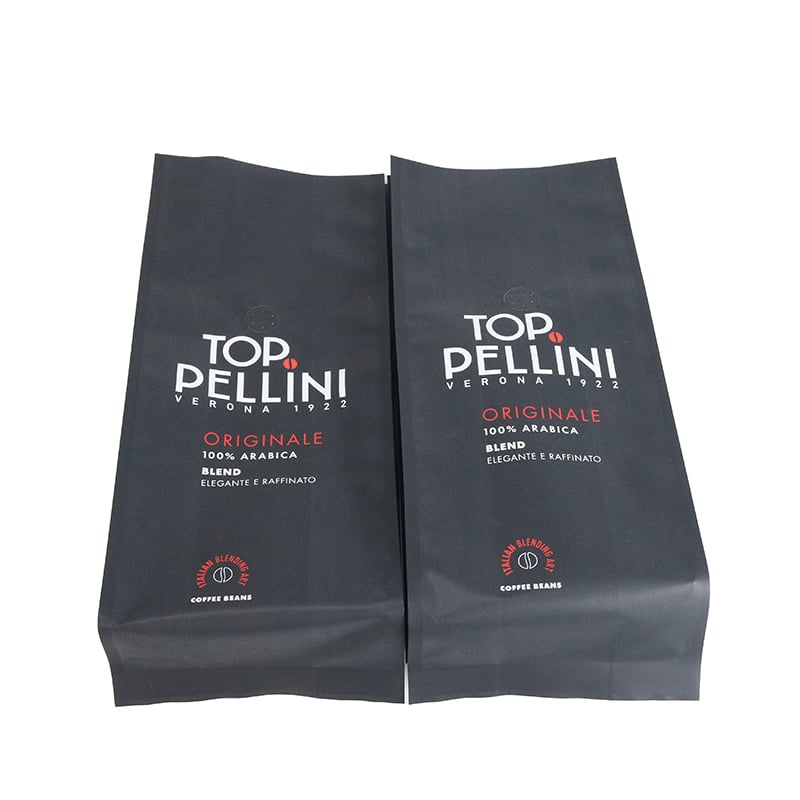 Weiyi Pack Pellini Top Originale Premium Italian Roast Coffee Bean Side Gusset Bag with Valve 100% Arabica Blend Black Matte