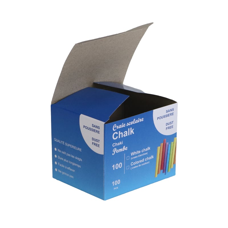 Weiyi Pack Eco Friendly Biodegradable Folded Paper Box Custom Printed Cheap Price Packaging Box for School Chalk Stationery 100pcs