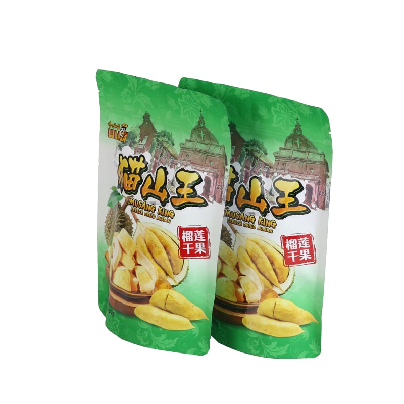 Weiyi Pack Customized Logo Printed Plastic Stand up Pouch with Zipper for Freeze Dried Durian Musang King Snack Food Packaging