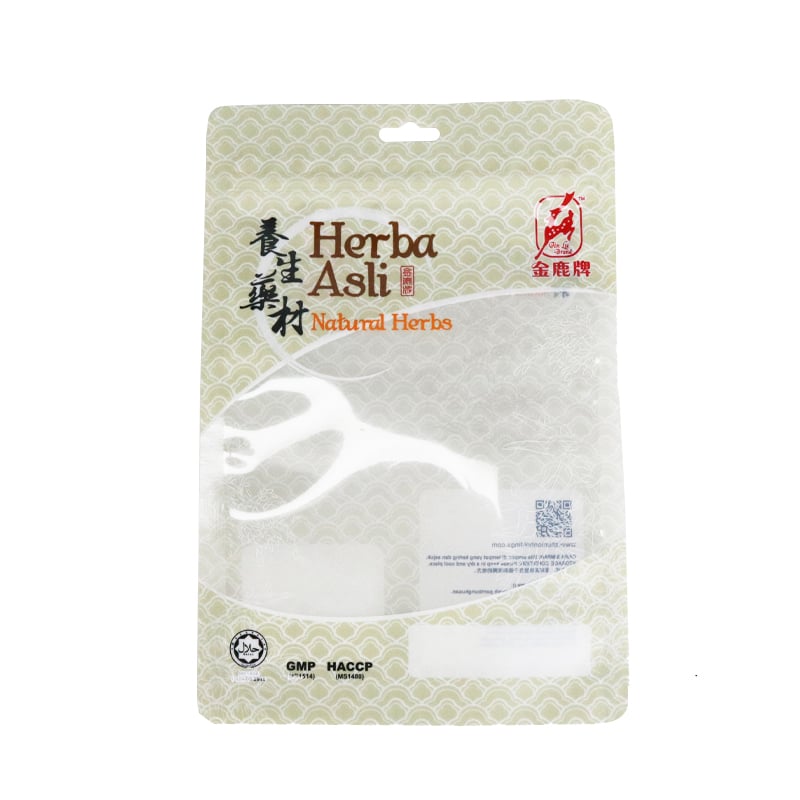 Weiyi Pack Custom Printed Natural Herbs Packaging Bag Three Side Seal Pouch with Hang Hole Transparent Window for Chinese Herbal Medicine