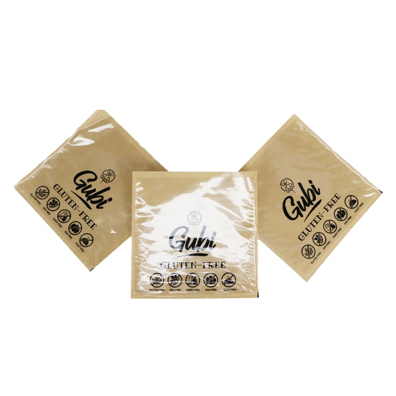 Weiyi Pack Custom Printed Kraft Paper Composite Bag with Transparent Window Gluten Free Food Packaging Three Side Seal Pouch for Snack