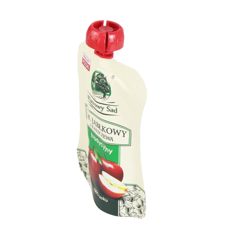 Weiyi Pack pielāgoti drukāti pārtikai piemēroti izlejamie stāvošie maisiņi, kas nepazaudē šķidrumu, īpaši izstrādāti ābolu sulas, augļu biezena un dzērienu iepakojumam