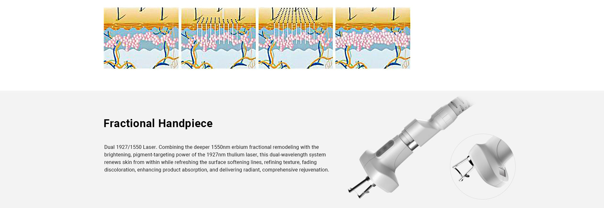 Fractional Erbium Glass 1550+1927nm Fiber Laser  For Pigment Removal Skin Lightening Facial manufacture