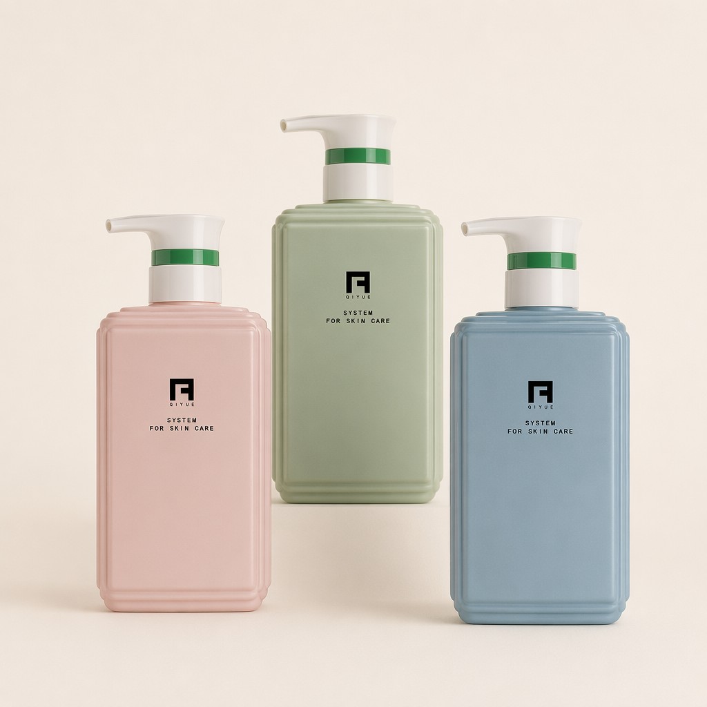 Custom 560ml Rectangular PET Lotion Pump Bottle | Embossed Diamond Texture Body Wash & Body Lotion Dispenser | Color-Matched Pump, Custom Colors | Wholesale OEM Skincare Packaging Supplier