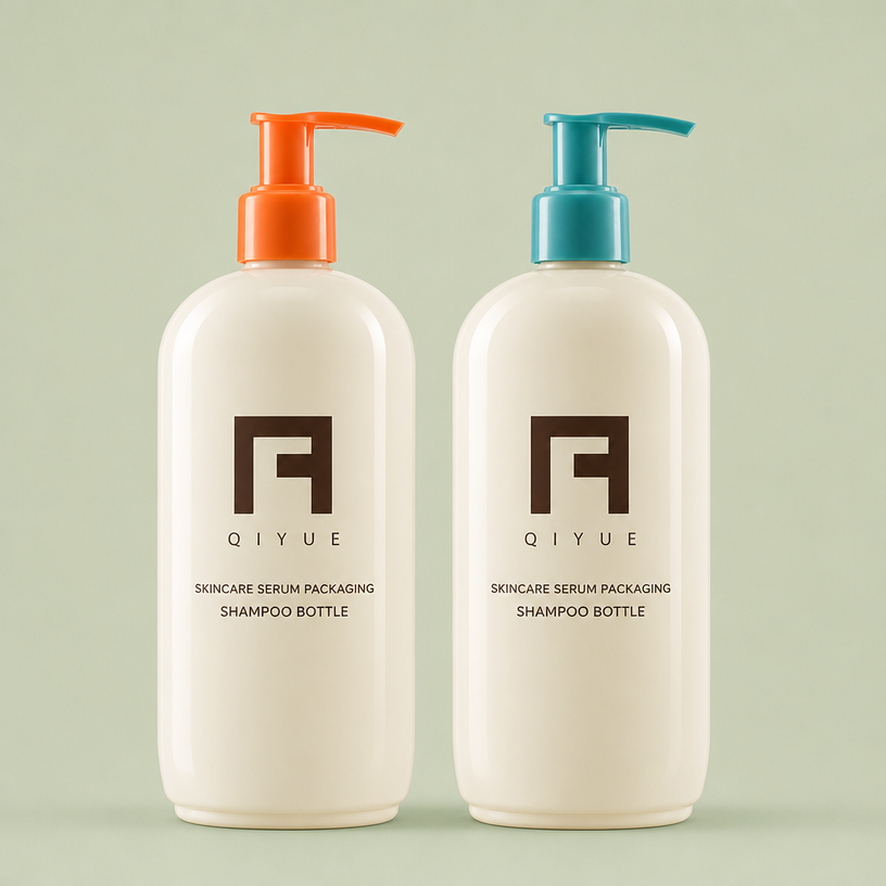 Custom 300ml PETG Flat-Oval Lotion Pump Bottle | BPA-Free Body Lotion & Hand Soap Dispenser with Orange Pump | Wholesale Customizable Color & Silk Screen Logo | Premium Body Care Packaging Supplier