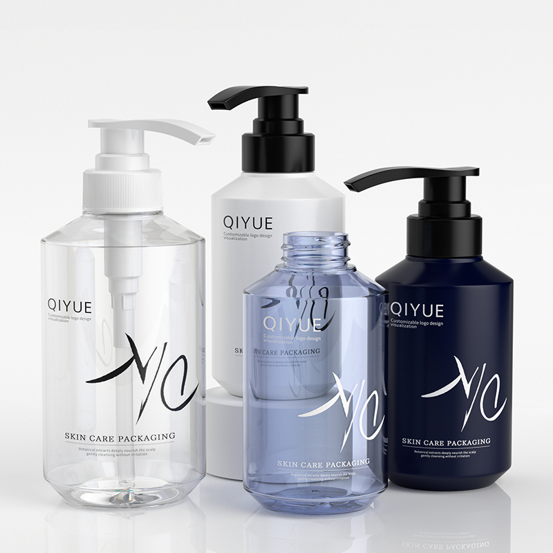 PET Slant-Shoulder Round Wash Care Bottles | 300/500ml with Press Pump | Packaging for Shampoos, Body Washes & Lotions