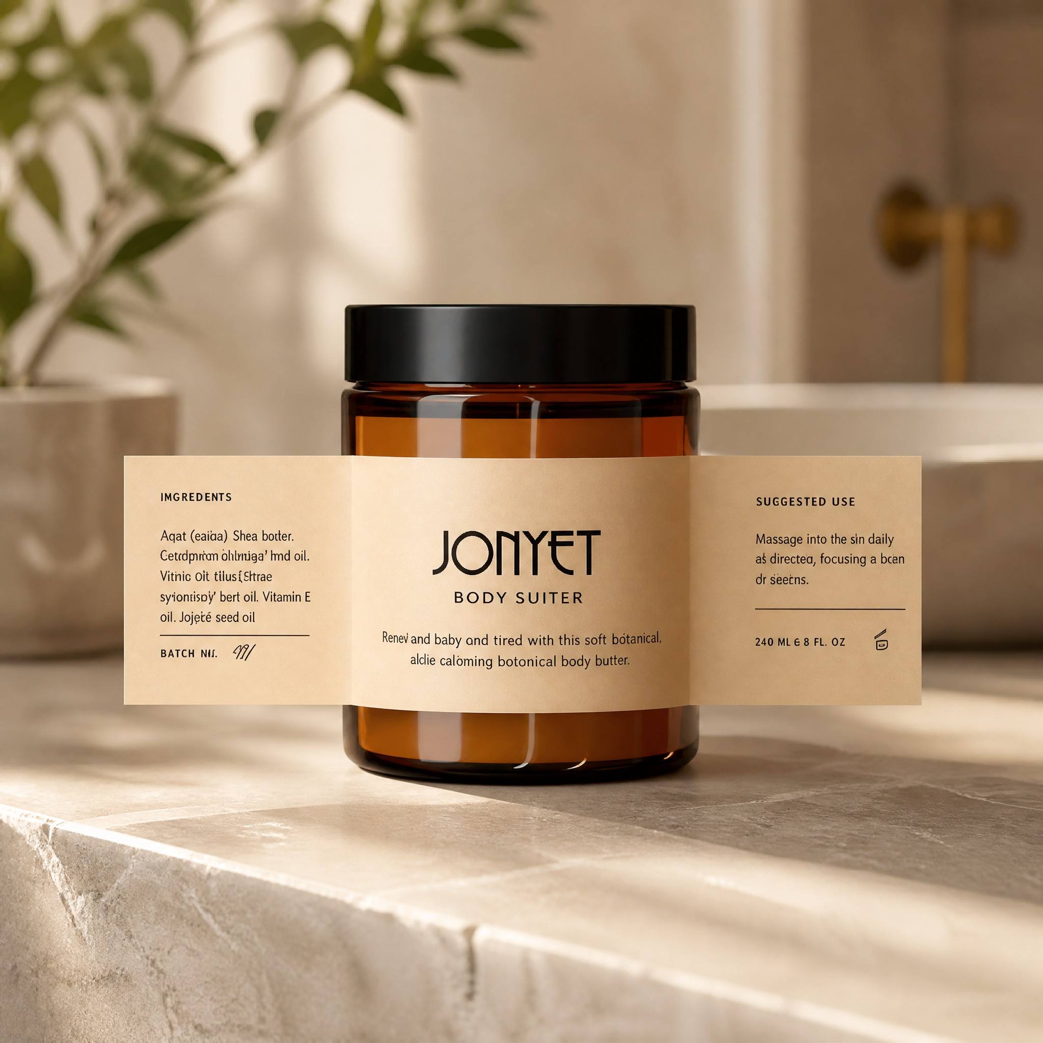 Custom Kraft Paper Jar Labels | Natural Textured Wrap Labels with Ingredient & Batch Panels for Cosmetic Jars, Food & Beverage Bottles | Custom Size, Colour, Material & Pattern | One-Stop Bottle Packaging Pairing
