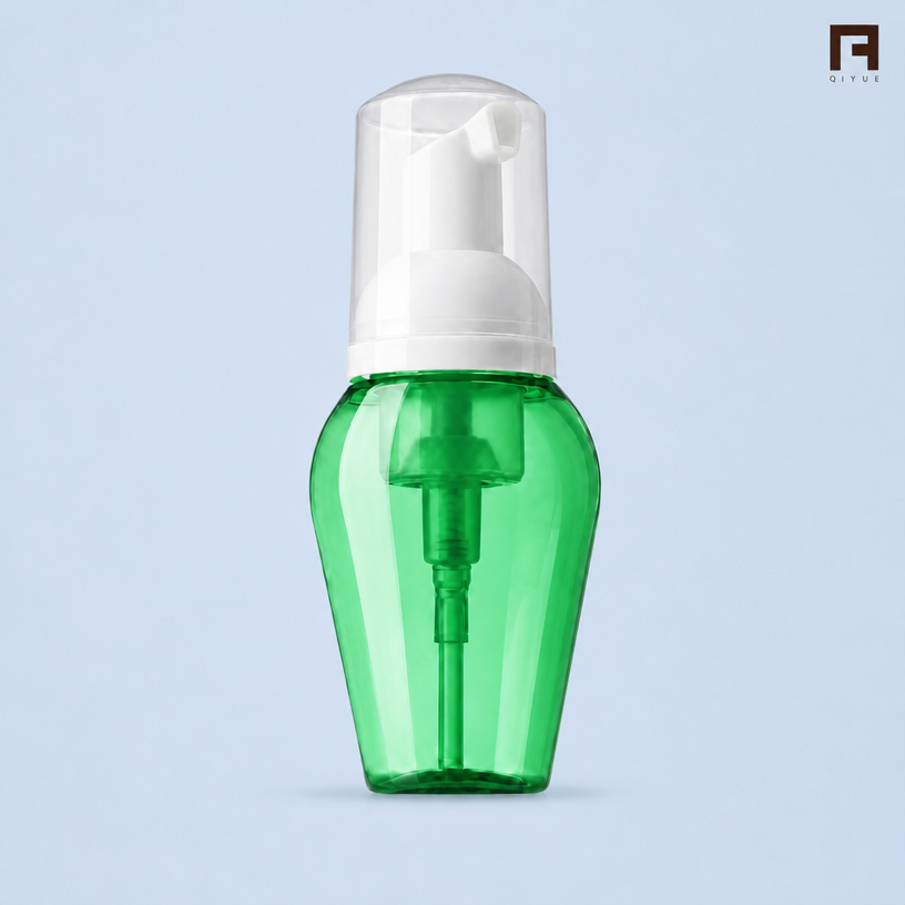 Custom 40ml 50ml PET Teardrop Pump Bottle with Lotion or Foam Pump | Translucent BPA-Free Cleanser & Lotion Container | Wholesale Customizable Color & Silk Screen Logo | Premium Skincare Packaging Supplier