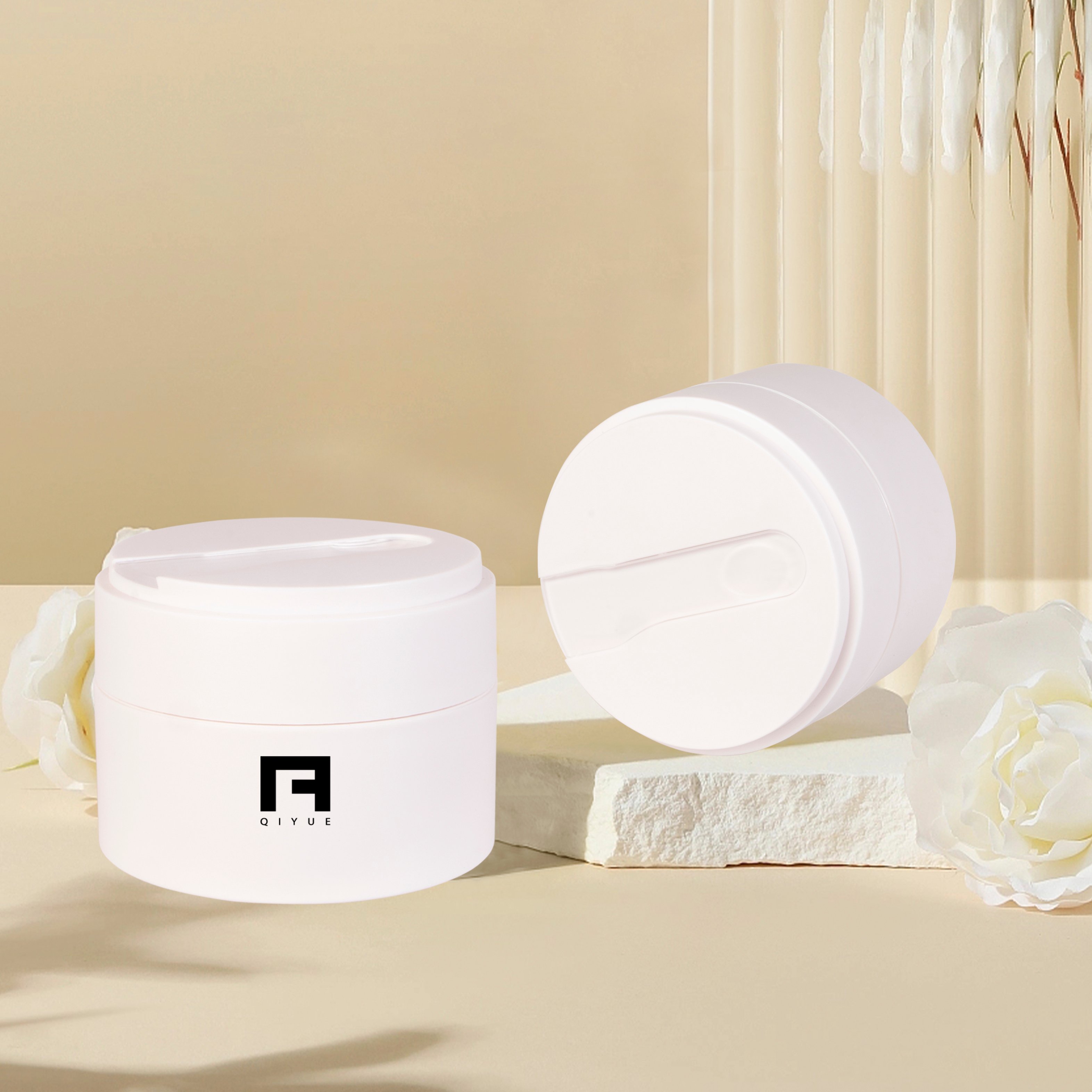 balang Krim 100 g dari Plastik PP, Balang Kosong untuk Bekas Penjagaan Kulit, Pembungkusan Kosmetik untuk Butter Badan dan Krim Muka