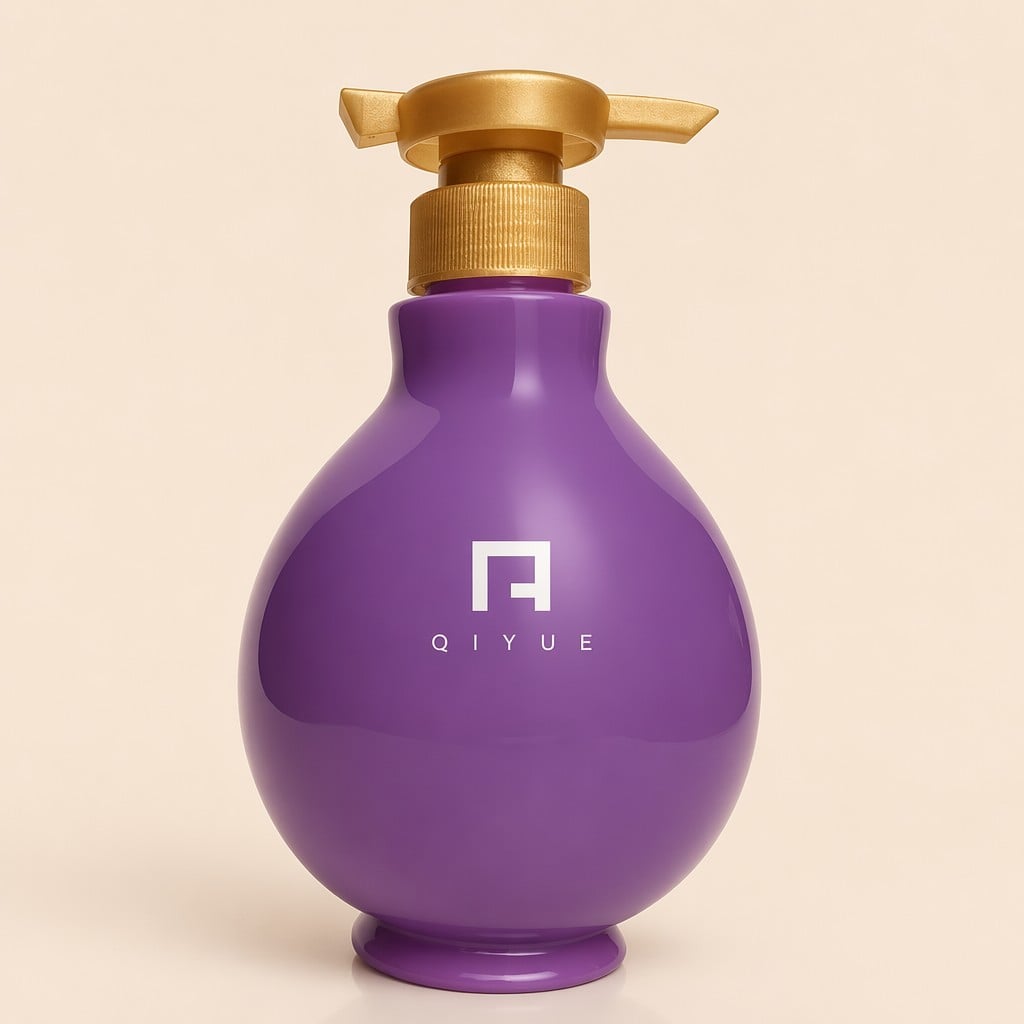 Custom 530ml Teardrop PET Lotion Pump Bottle | Glossy Translucent Drop-Shape Body Wash & Body Lotion Dispenser with Gold Pump | Custom Colors | Wholesale OEM Skincare Packaging Supplier