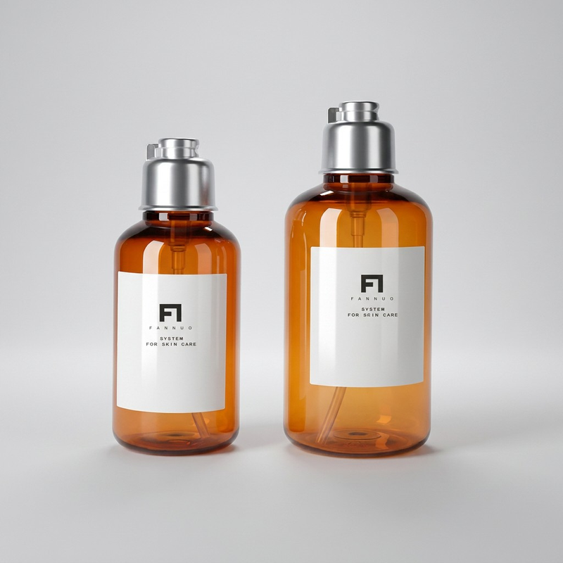 Customizable Amber PET Skincare Bottle with Silver Flip Top Cap (100ml 180ml) | Luxury Empty Cosmetic Packaging for Toner, Micellar Water, Shampoo & Lotion | Professional Eco-Friendly Refillable Apothecary Container | Wholesale Bulk Supply