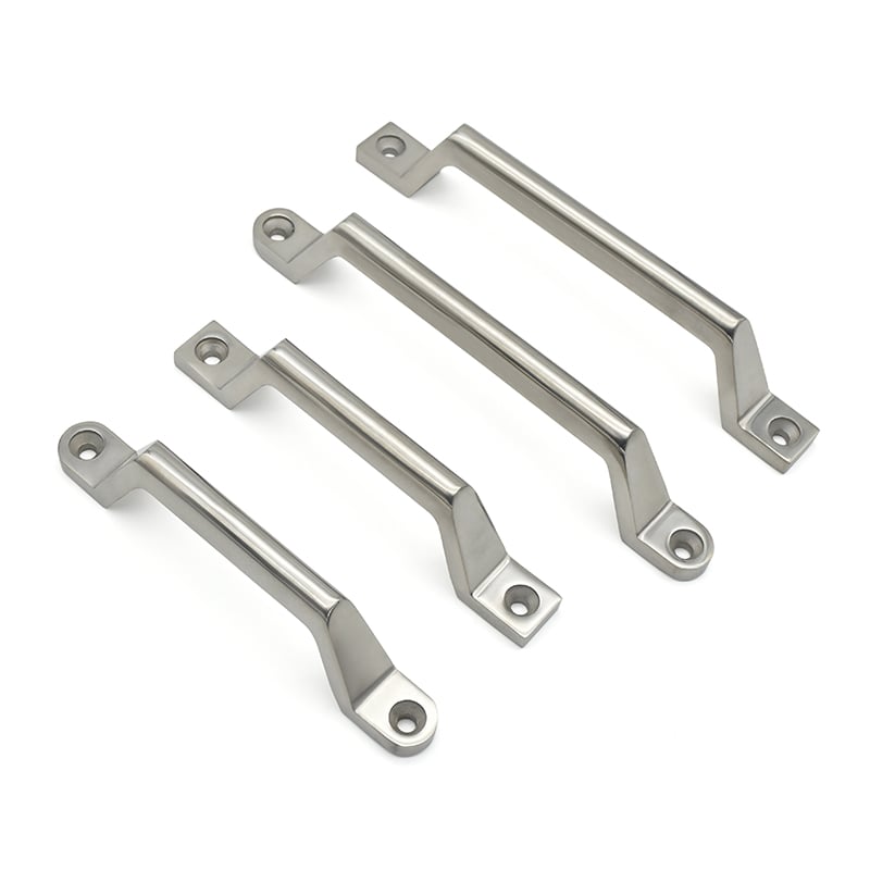 Series Polished Stainless Steel Cabinet Handle – Heavy Duty 120° Angled Pull Grip with Multiple Sizes (80-200mm) for Industrial Enclosures & Server Racks