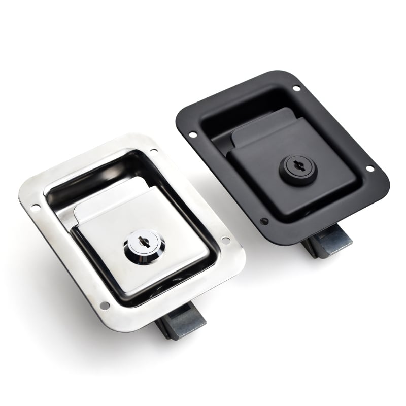 Heavy Duty Recessed Paddle Lock - Stainless Steel & Carbon Steel Panel Latch with Key Cylinder for Truck Tool Boxes, RVs & Industrial Cabinets