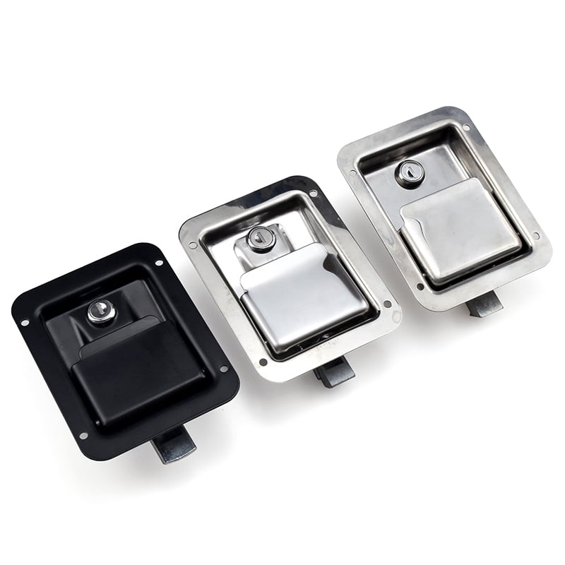 Heavy Duty Recessed Panel Lock - Carbon Steel & Stainless Steel Paddle Latch with Key Cylinder for Truck Tool Boxes & Industrial Cabinets
