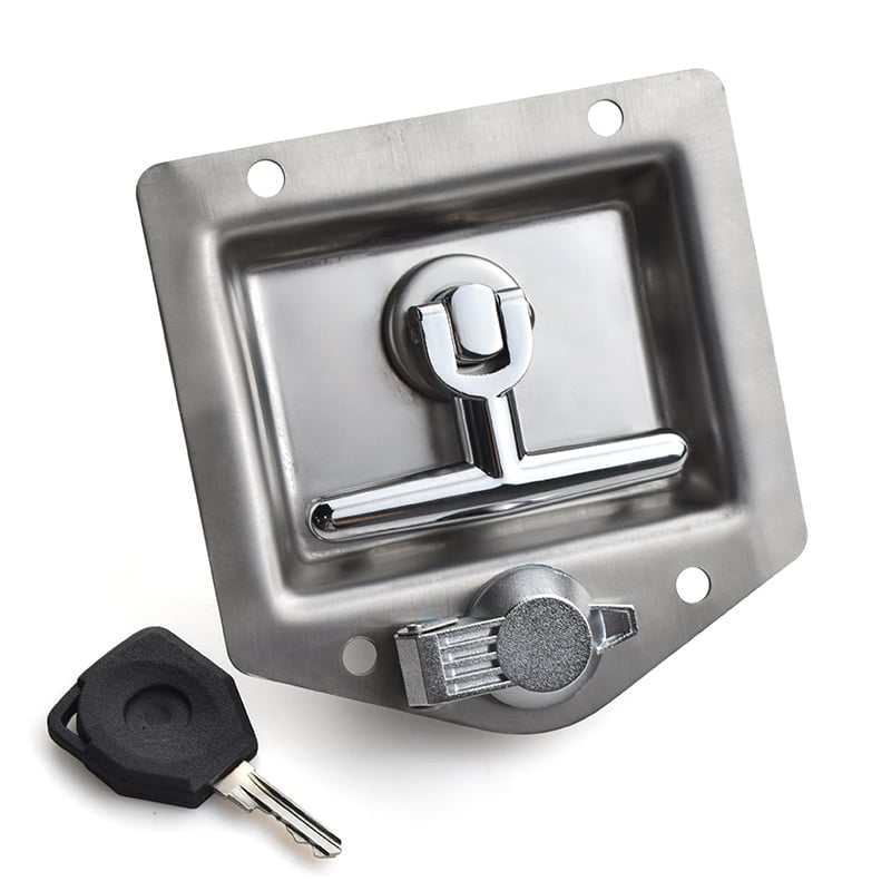 Heavy Duty Stainless Steel Compression Latch - Mirror Polished Flush Mount T-Handle Lock for RVs, Trailers & Industrial Enclosures