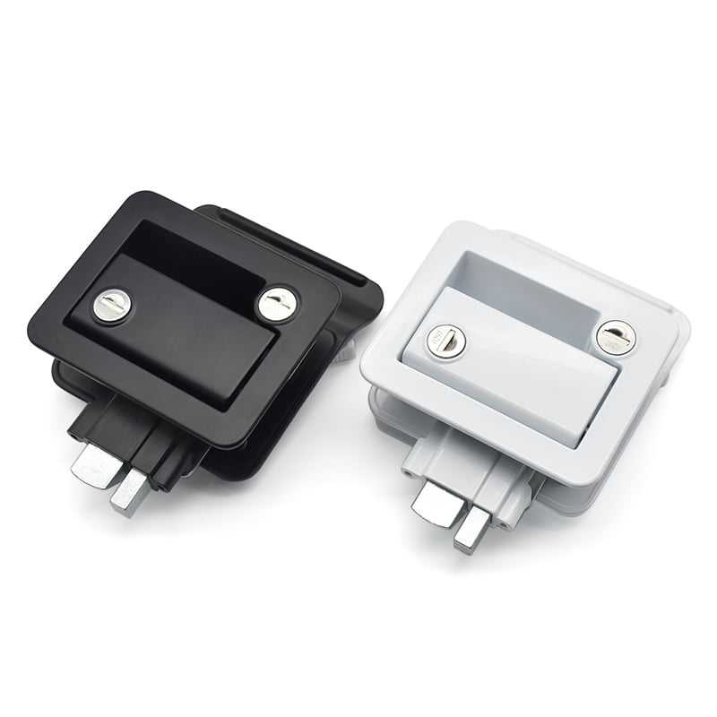 Heavy Duty Zinc Alloy Compression Latch with Key Lock - Black/White Recessed T-Handle for RVs, Tool Boxes & Industrial Enclosures