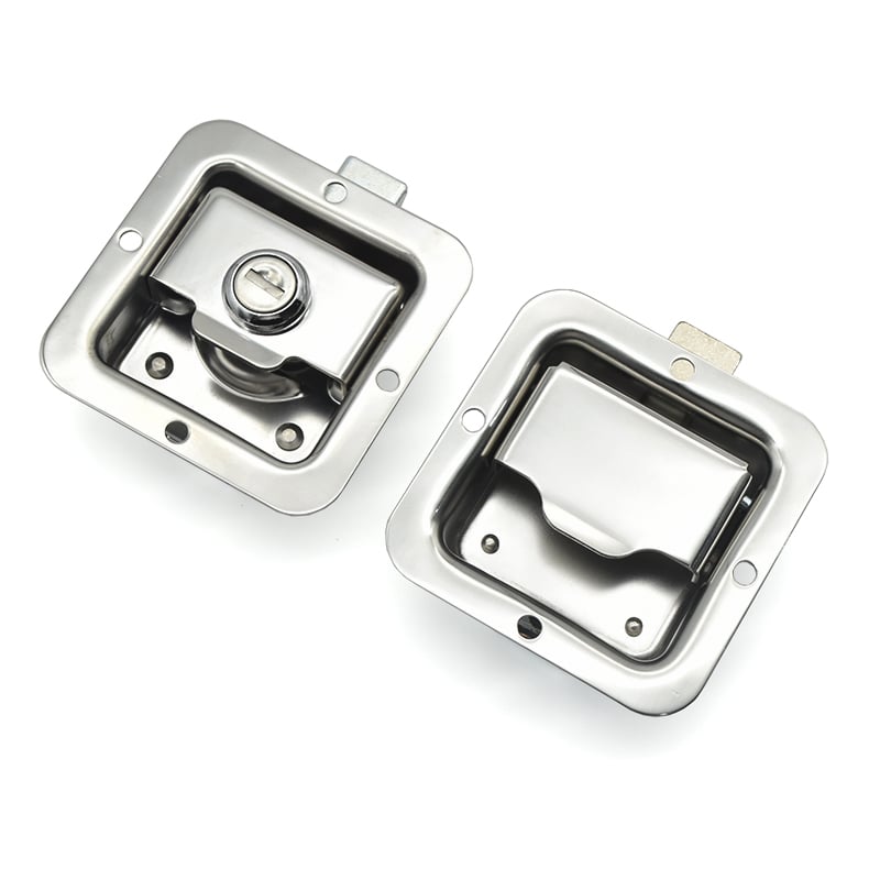 Square Recessed Panel Lock - Stainless Steel Paddle Latch with Key Cylinder for Truck Tool Boxes, RVs & Industrial Cabinets