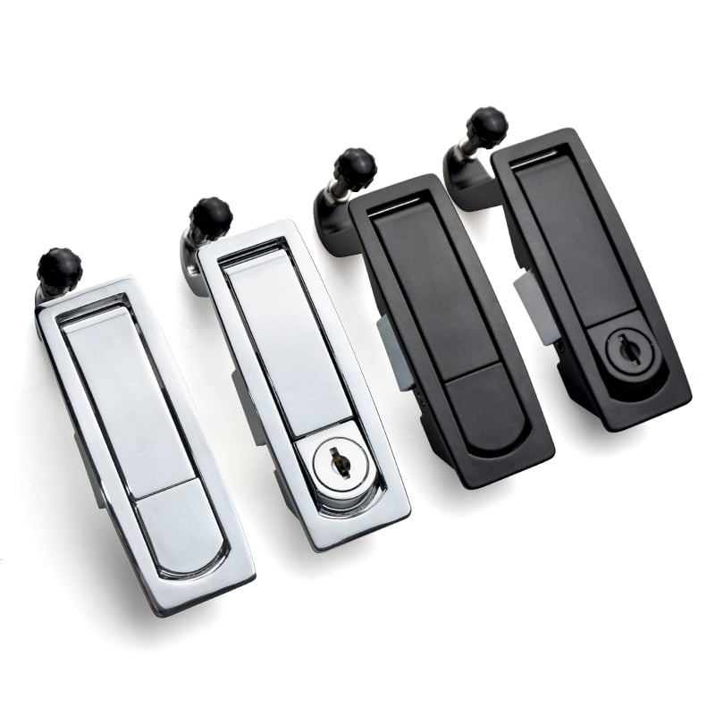 Zinc Alloy Plane Lock Compression Latch with Key Lock - Black & Chrome Plated Flush Mount T-Handle for RVs, Tool Boxes & Industrial Enclosures