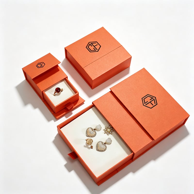 CF Custom Luxury Magnetic Flip Jewelry Box With Drawer Premium Paperboard for Rings Earrings and Necklaces Storage Packaging